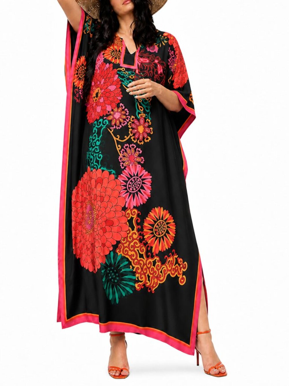 Plus Size Cover Up Caftan Dresses for Women Stylish Beach Moo Moos Maxi Dress